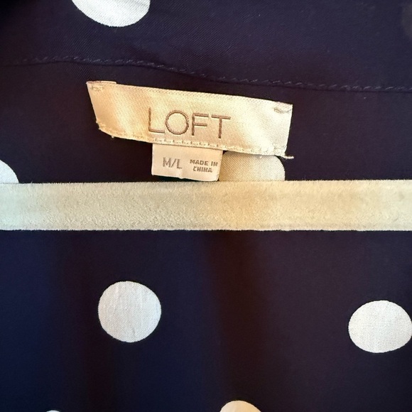 LOFT Navy and White Polka Dot Kimono - Picture 3 of 4